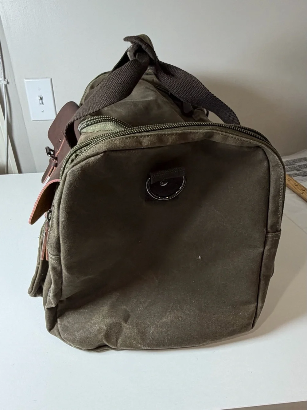 Wildroad 50L Travel Duffel Bag Expandable Canvas Genuine Leather Duffle Weekend